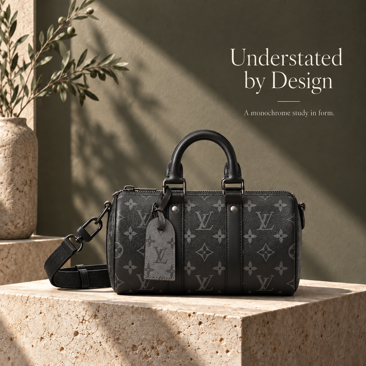 Unisex Mini Duffle Crossbody Bag – Gray & Black