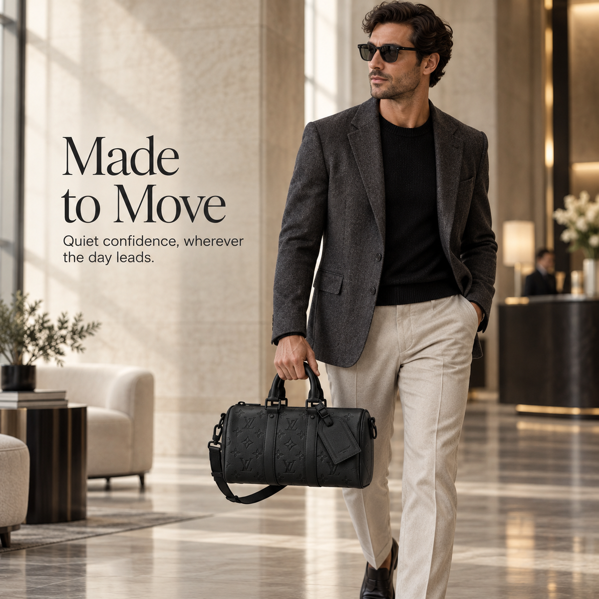 Unisex Mini Duffle Crossbody Bag – Gray & Black
