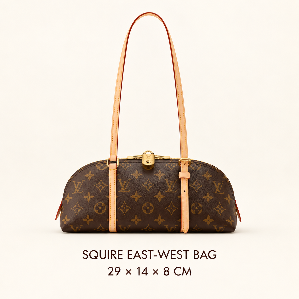Vintage East-West Dome Shoulder Bag – Brown Patterned Canvas