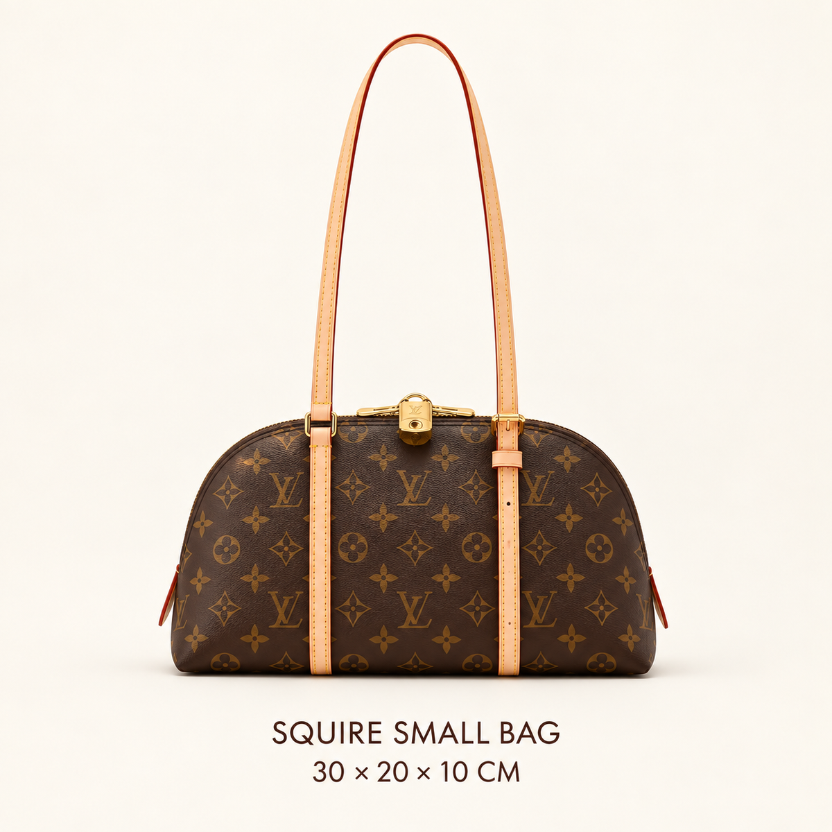 Vintage East-West Dome Shoulder Bag – Brown Patterned Canvas
