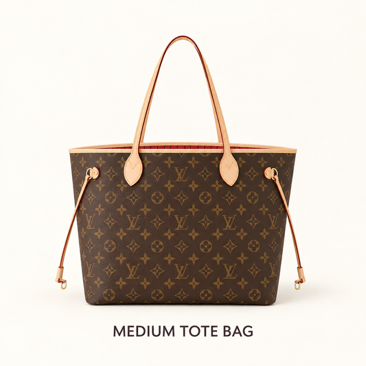 Classic Large Tote Bag with Matching Zip Pouch – Brown Patterned Finish