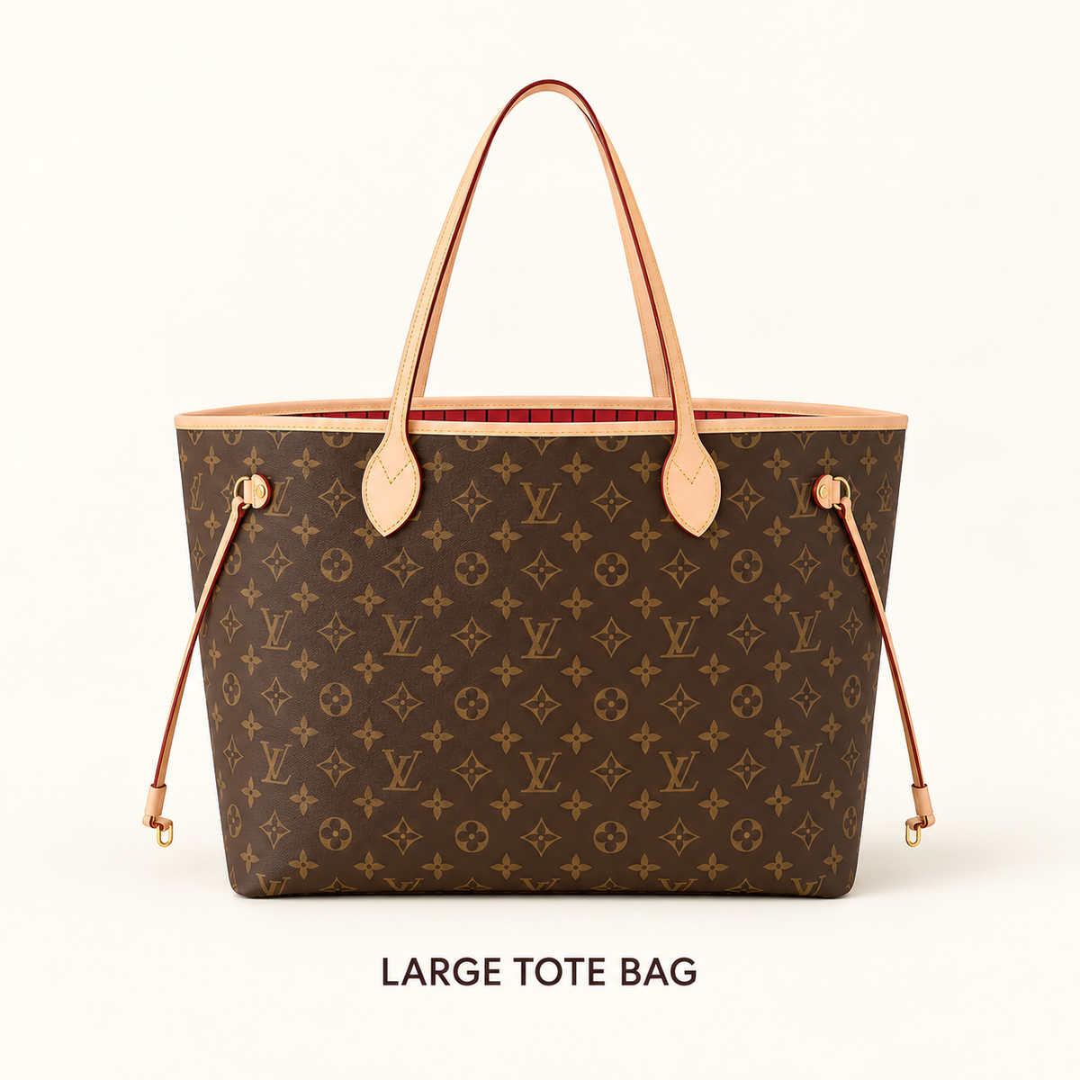 Classic Large Tote Bag with Matching Zip Pouch – Brown Patterned Finish